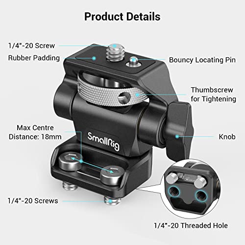 SmallRig Monitor Mount Swivel 360° and Tilt 180° Adjustable Bracket with 1/4"- 20 Screws for 5" and 7" Monitor - 2904B