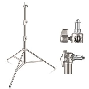emart 9.2ft/2.8m stainless steel light stand, spring cushioned heavy duty tripod stand with 1/4″ to 3/8″ universal adapter for studio softbox, monolight, umbrella, reflector, strobe light, photography