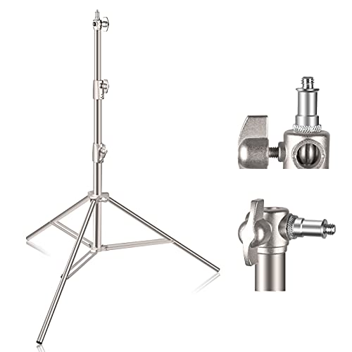 EMART 9.2ft/2.8m Stainless Steel Light Stand, Spring Cushioned Heavy Duty Tripod Stand with 1/4" to 3/8" Universal Adapter for Studio Softbox, Monolight, Umbrella, Reflector, Strobe Light, Photography