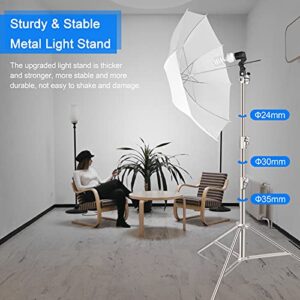 EMART 9.2ft/2.8m Stainless Steel Light Stand, Spring Cushioned Heavy Duty Tripod Stand with 1/4" to 3/8" Universal Adapter for Studio Softbox, Monolight, Umbrella, Reflector, Strobe Light, Photography