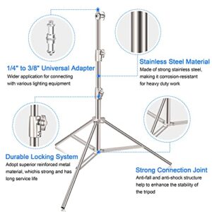 EMART 9.2ft/2.8m Stainless Steel Light Stand, Spring Cushioned Heavy Duty Tripod Stand with 1/4" to 3/8" Universal Adapter for Studio Softbox, Monolight, Umbrella, Reflector, Strobe Light, Photography