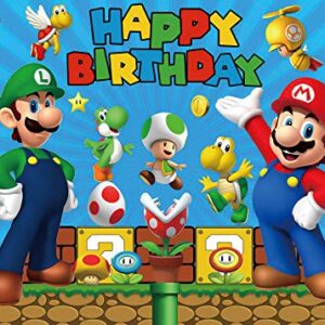 chaungda 8x6ft Super Mario Gold Coin Video Game Happy Birthday Theme Photography Backdrops Children Boys Birthday Party Photo Backgrounds