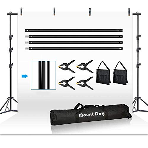 MOUNTDOG Background Stand 8.5X10ft, Backdrop Support System Kit Photo Video Studio Adjustable Heavy Duty Background Support with Sandbag & Carry Bag