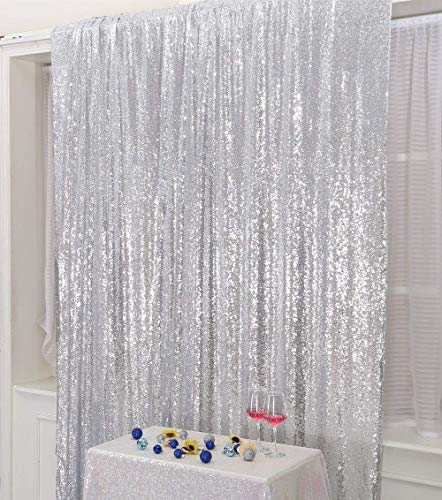 Silver PartyDelight Sequin Backdrop, Photography, Sparkle Backdrop, 6Ftx7 Ft