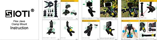 SIOTI Jaws Flex Clamp Mount with Adjustable Goose Neck and Cellphone Tripod Adapter Mount Compatible with GoPro Hero 11, 10, 9, 8, 7, 6, 5, 4, Session,Hero Cameras and DJI Osmo Action Cameras