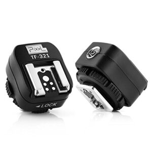 pixel e-ttl flash hot shoe adapter with extra pc sync port for canon dslrs and flashguns