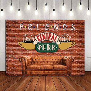 red brick wall sofa coffee shop photography backdrop polyester banner friends central perk pub photo background for portraits photo booths studio props 5x3ft party supplies
