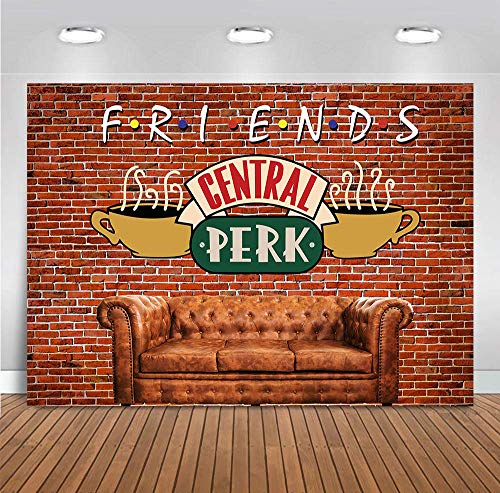 Red Brick Wall Sofa Coffee Shop Photography Backdrop Polyester Banner Friends Central Perk Pub Photo Background for Portraits Photo Booths Studio Props 5x3ft Party Supplies