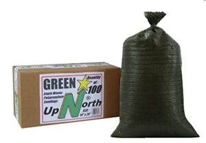 upnorth sandbags – box of 100 – empty woven polypropylene sand bags w/ties, w/uv protection; size: 14″ x 26″, color: military green