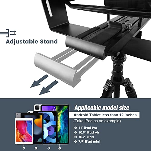 ILOKNZI Aluminum Teleprompter 12.1in with Free APP Control, Bluetooth Remote Control & Carry Case, Portable Without Assembly, Compatible with iPad/Android Tablet, Phone, DSLR Camera (Free Stand Base)