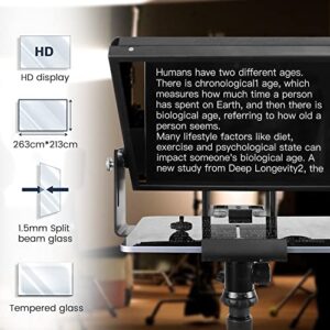 ILOKNZI Aluminum Teleprompter 12.1in with Free APP Control, Bluetooth Remote Control & Carry Case, Portable Without Assembly, Compatible with iPad/Android Tablet, Phone, DSLR Camera (Free Stand Base)