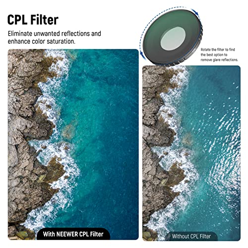 NEEWER 5PCS ND Filter Kit Compatible with DJI Osmo Action 3, CPL ND8 ND16 ND32 ND64 Neutral Density Filter HD Optical Glass Multi Layer Coated Aluminum Alloy Frame for Action Camera Accessories