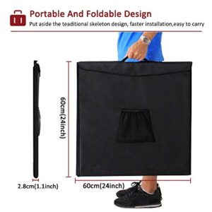 DUCLUS Portable Photo Studio Box 24x24in/60cm, Adjusatable Light Box with 120pcs SMD LED Beads, Photo Shooting Tent with White Light Warm Light and 6 Color Background