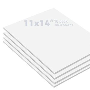 Golden State Art, Pack of 10, 1/8" Thick, 11x14 White Foam Boards (11x14, White)