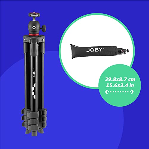 JOBY Compact Light Kit, Smartphone/Camera Tripod with Ball Head, Universal Smartphone Holder, Carrying Bag, for CSC, DSLR, Mirrorless Camera, Smartphone, Colour: Black, 1.5 Kg Capacity