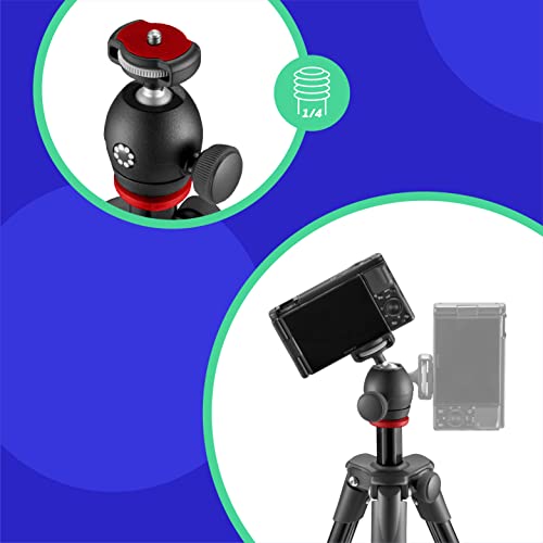 JOBY Compact Light Kit, Smartphone/Camera Tripod with Ball Head, Universal Smartphone Holder, Carrying Bag, for CSC, DSLR, Mirrorless Camera, Smartphone, Colour: Black, 1.5 Kg Capacity