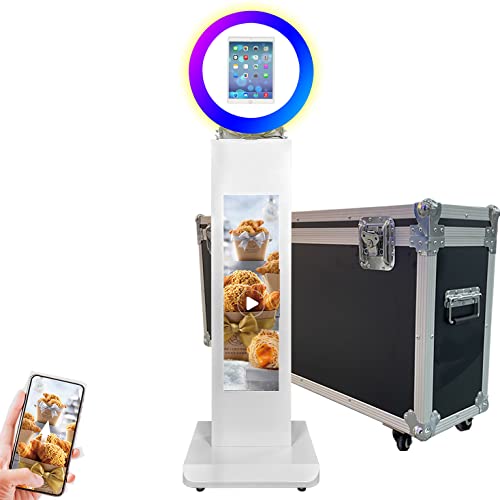 DIOSTA Portable 11" Ipad Photo Booth Machine,Ipad Stand Selfie photobooth Machine with Software,LCD Screen,RGB Ring Light,Remote Control,Flight Case,Metal Shell,for Parties,Christmas,Rental Business