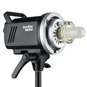 Godox MS300 Studio Strobe 300Ws 110V GN58 5600K Bowens Mount Monolight, Built-in Godox 2.4G Wireless System, 150W Modeling Lamp, Outstanding Output Stability, Anti-Preflash, 1/32 to 1/1 Steps Output