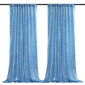 Baby Blue Sequin Photo Backdrop Wedding Party Photography Background 2ftx8ft Shimmer Ceremony Background Two Pieces