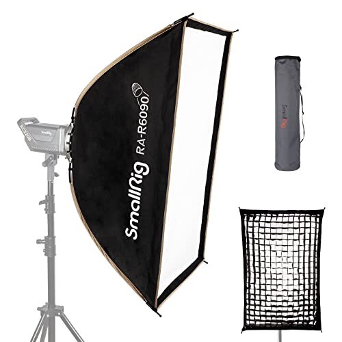 SMALLRIG Rectangular Softbox with Quick Release Pressing Design, 60 x 90cm (23.6" x 35.4") Bowens Mount Softbox with Beam Grid & Diffusers for Studio Lighting, RA-R6090 - 3930