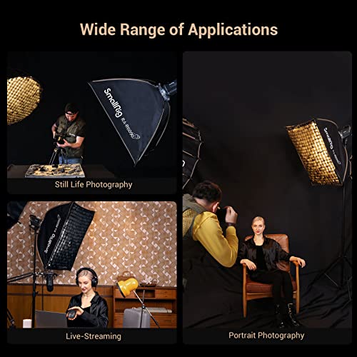 SMALLRIG Rectangular Softbox with Quick Release Pressing Design, 60 x 90cm (23.6" x 35.4") Bowens Mount Softbox with Beam Grid & Diffusers for Studio Lighting, RA-R6090 - 3930