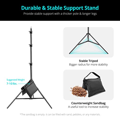 Julius Studio Heavy Duty 10 x 9.6 ft. (W x H) Backdrop Stand Background Support System Kit with Spring Clamps, Elastic String Clip, Sand Bag, Carry Bag for Photography, Events, JSAG660