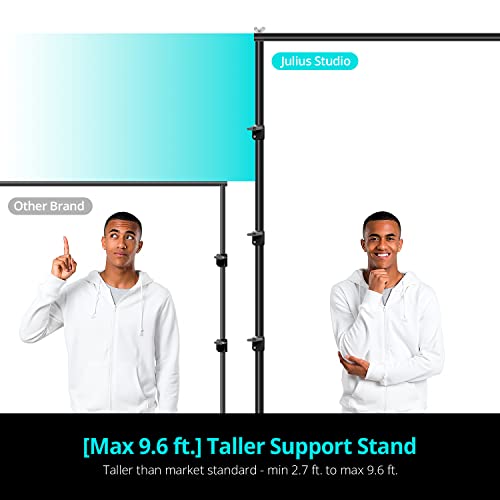 Julius Studio Heavy Duty 10 x 9.6 ft. (W x H) Backdrop Stand Background Support System Kit with Spring Clamps, Elastic String Clip, Sand Bag, Carry Bag for Photography, Events, JSAG660