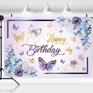 butterfly background birthday party decorations, butterfly themed banner 5x3ft for birthday party, spring theme butterfly background banner decorations, spring butterfly photo supplies