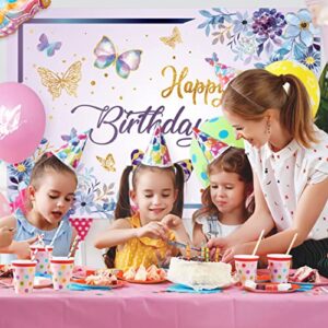 Butterfly Background Birthday Party Decorations, Butterfly Themed Banner 5x3ft for Birthday Party, Spring Theme Butterfly Background Banner Decorations, Spring Butterfly Photo Supplies