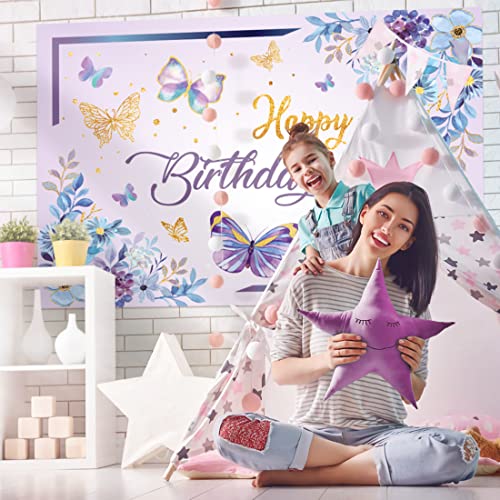 Butterfly Background Birthday Party Decorations, Butterfly Themed Banner 5x3ft for Birthday Party, Spring Theme Butterfly Background Banner Decorations, Spring Butterfly Photo Supplies