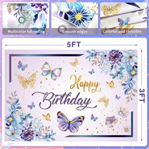 Butterfly Background Birthday Party Decorations, Butterfly Themed Banner 5x3ft for Birthday Party, Spring Theme Butterfly Background Banner Decorations, Spring Butterfly Photo Supplies