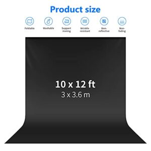 NEEWER 10 x 12FT / 3 x 3.6M PRO Photo Studio Premium Polyester Collapsible Backdrop Background for Photography, Video and Television (Backdrop ONLY) - Black