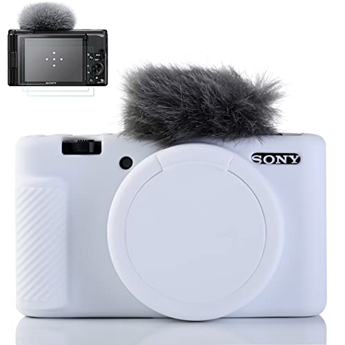 Yisau Camera Case for Sony ZV-1, Sony ZV1 Camera Case Digital Camera Anti-Scratch Slim Fit Soft DSLR Camera Sleeve with ZV1 Screen Protector (White)