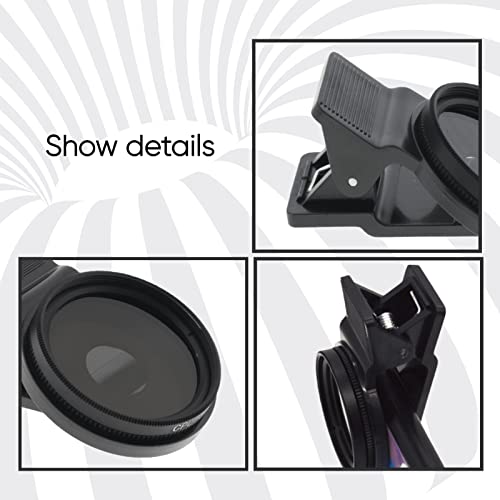 37mm CPL Polarizing Lens Filter, Portable Polarizer Camera Lens, Mobile Phone Clip Designed, Polarizer Lens Filter Improve Color Saturation and Contrast, for Eliminating or Reducing Light Spots