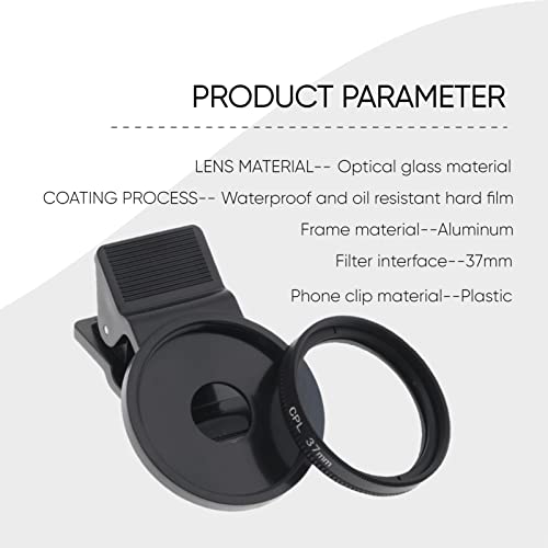 37mm CPL Polarizing Lens Filter, Portable Polarizer Camera Lens, Mobile Phone Clip Designed, Polarizer Lens Filter Improve Color Saturation and Contrast, for Eliminating or Reducing Light Spots