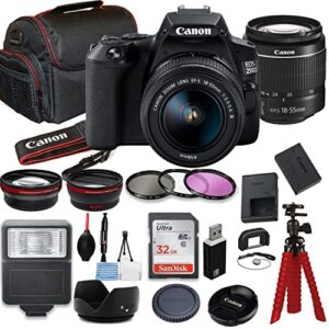 250D (Rebel SL3) DSLR Camera Bundle with EF-S 18-55mm f/3-5.6 Lens + SanDisk 32GB Memory Cards + Photography Kit