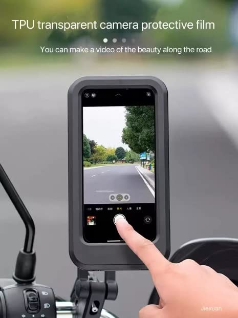 QXTEI Bike Phone Mount | Waterproof Cell Phone Holder for Bicycles & Motorcycles | 360° Rotation for Vertical & Horizontal View During Road Rides | Shock-Proof & Compatible with 4-6.5” Smartphones