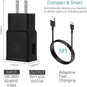 Samsung Adaptive Fast Charger Kit,LaoFas Quick Charge USB Wall Charger for Samsung Galaxy S10/S9/S8/S8 Plus/Note8/9(2 Type-C Cables + 2 Wall Charger)Charge up to 50% Faster (Black)