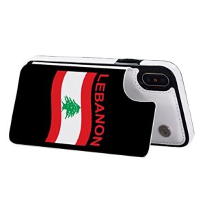 Flag of Lebanon Wallet Phone Cases Fashion Leather Design Protective Shell Shockproof Cover Compatible with iPhone X/XS