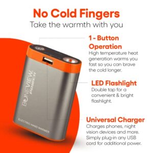 BoneView Electric Hand Warmer Emergency Power Bank with Flashlight - Portable Rechargeable 9900-mAh Battery Pack, Fast Heating Over 8 Hr, Hunting, Fishing, Survival, Camping Gadgets for Men & Women