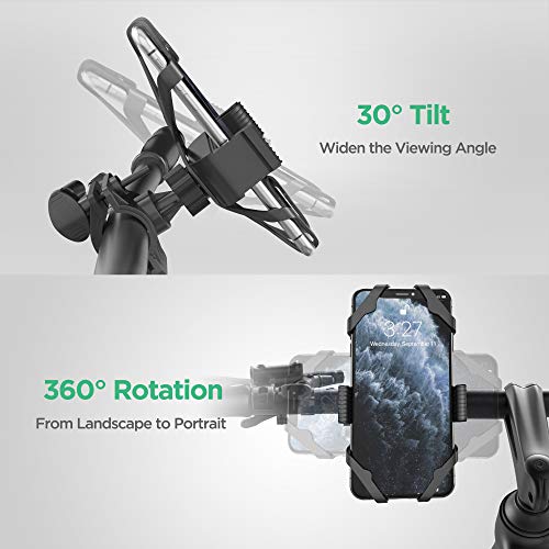 IPOW Motorcycle Phone Mount, Bike Phone Mount Holder, Universal Cell Phone Bicycle & Motorcycle Handlebar Phone Holder,Compatible with Smartphones 13/12/11/X/XR/XS/8/7,Galaxy S20/S10/S9