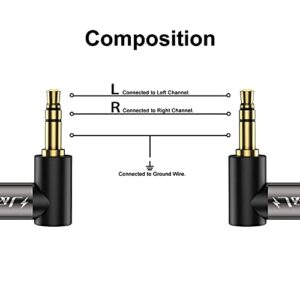 J&D (2 Pack Gold Plated 3.5mm Stereo Audio Aux Cable 90 Degree Right Angle Compatible for iPhone, Galaxy, Speakers and All Other Devices, 6 Feet