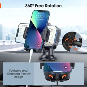 WMRISE Car Cell Phone Holder Mount: Strong Suction Cup Dashboard Windshield Phone Holder, AdjustableTelescopic Arm Dash Phone Mount Compatible with iPhone, Samsung, Moto, Huawei, Nokia, LG and More