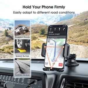 WMRISE Car Cell Phone Holder Mount: Strong Suction Cup Dashboard Windshield Phone Holder, AdjustableTelescopic Arm Dash Phone Mount Compatible with iPhone, Samsung, Moto, Huawei, Nokia, LG and More