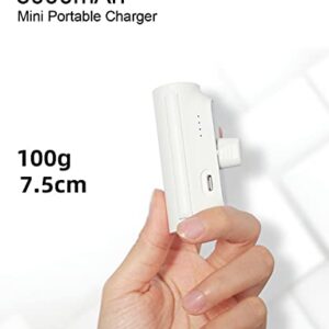 UNRMZIU Power Bank Portable Charger with Built in Connector 5000mAh Compact External Battery Pack Compatible with iPhone13/13 mini/13 Pro Max/12/12 mini/12 Pro/SE 2020/11/11Pro/XS/XR/X/8/8(White)