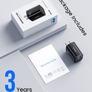 USB C Charger, SAFUEL 30W PD QC 3.0 Fast Charging 2 Ports Wall Charger [USB C+USB A], Quick Charge Power Adapter for iPhone 14 13 12 11 Pro Samsung S21 S20 Note 20 iPad Mini Google LG Tablets AirPods