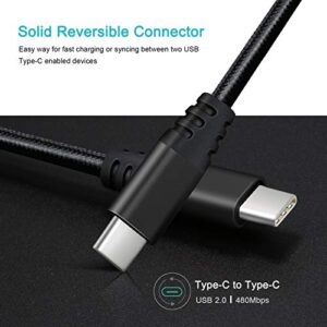 Short USB C to USB C Cable, Besgoods 1.5ft USB 2.0 Type C Charger Fast Charging & Data Transfer Braided Cord Compatible with Samsung Galaxy S22 Ultra/S21/S20/A53/Note10,Pixel 6/5,iPad -2Pack,Black