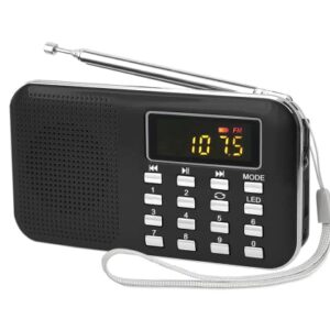 Leting Radios Portable AM FM with MP3 Speaker, Portable Radio Support Micro SD/TF Card/USB/Music Recording,Rechargeable Battery Powered AM FM Radio,Mini Radio with Best Reception (Black)