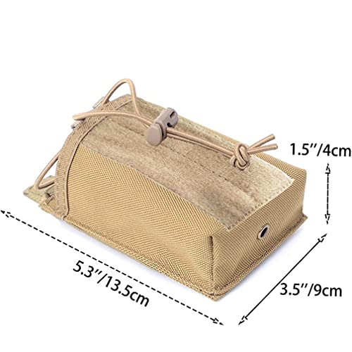 Molle Radio Pouch Case - Tactical Radio Holster Military Heavy Duty Radios Holder Bag for Two Ways Walkie Talkies Adjustable Storage with Tan Extra USA Flag Patch