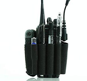 Walkie Caddie (White) - Accessory Pouch for Walkie Talkies | for Motorola CP 200 and Most Other Walkie Talkies | Black with White Bungee